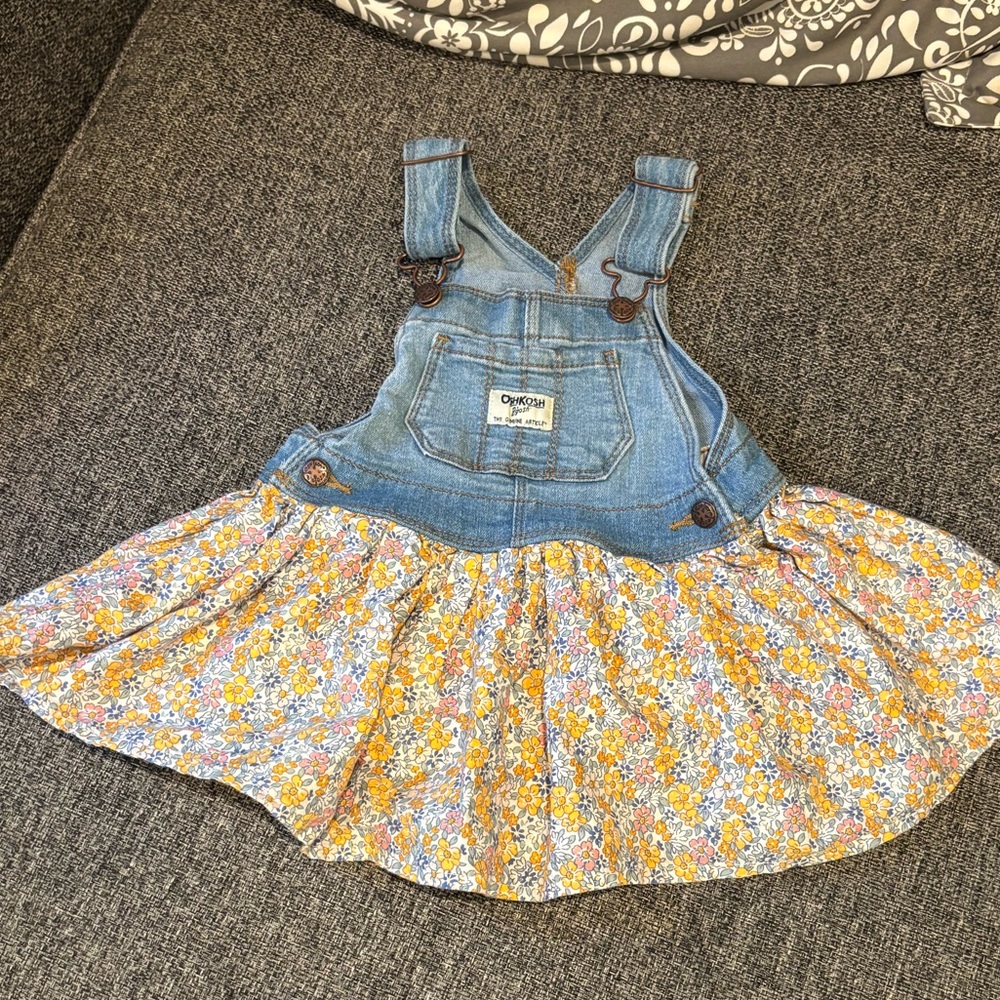 Osh Kosh OshKosh Denim Floral Dress with Yellow and Blue Accents 18 months